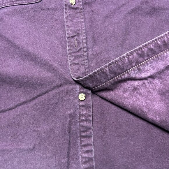 Vintage 80s 90s long sleeve flannel shirt carhartt chamois cotton maroon large - Picture 4 of 9